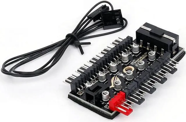 Main image of WRIARICH 10 Ports 12V 4Pin PWM Fan Hub, Molex Powered Fan Controller with 16 Inches RPM Feedback Cable for CPU & Case Cooling Fans