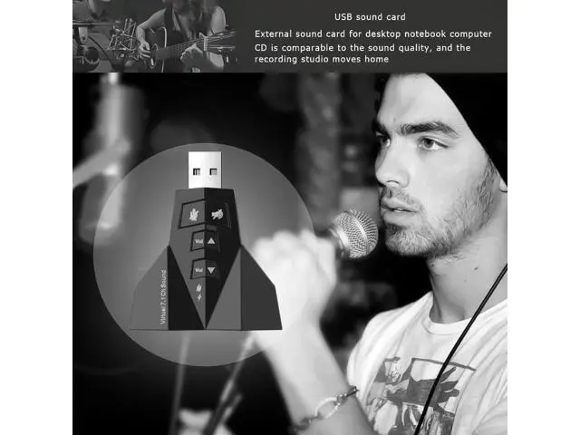 Alt view image 5 of 5 - WRIARICH 7.1 Channel USB 2.0 3D Audio Sound Card External USB Sound Card Adapter Microphone Speaker Sound Cards 4 Ports