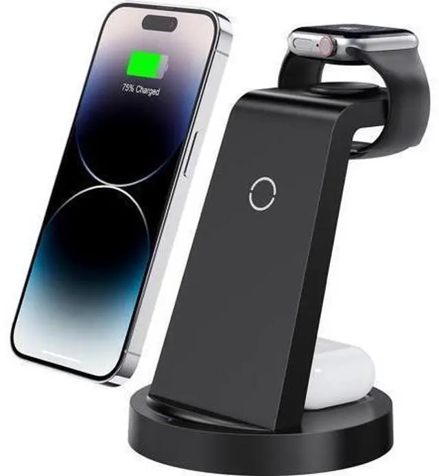 Main image of WRIARICH 3 in 1 Charging Station for iPhone, Wireless Charger for iPhone 15 14 13 12 11 X Pro Max & Apple Watch - Wireless Charging Station for 3 2