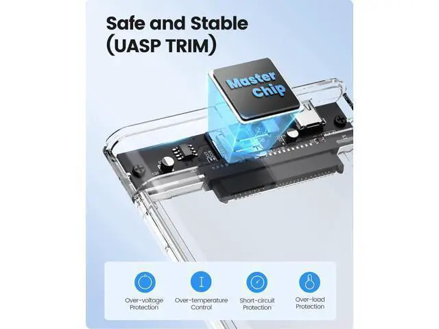 Alt view image 4 of 7 - WRIARICH 2.5 inch Hard Drive Enclosure SATA to USB C 3.1 Gen1 5Gbps External Hard Drive Case for 7/9.5mm HDD/SSD Support UASP Up to 6TB -2139C3-CR