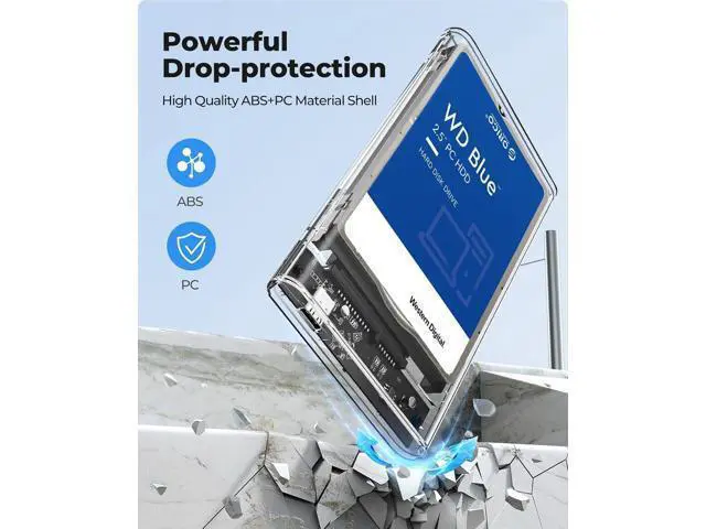 Alt view image 5 of 7 - WRIARICH 2.5 inch Hard Drive Enclosure SATA to USB C 3.1 Gen1 5Gbps External Hard Drive Case for 7/9.5mm HDD/SSD Support UASP Up to 6TB -2139C3-CR