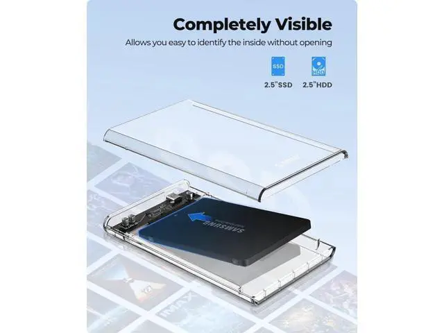 Alt view image 6 of 7 - WRIARICH 2.5 inch Hard Drive Enclosure SATA to USB C 3.1 Gen1 5Gbps External Hard Drive Case for 7/9.5mm HDD/SSD Support UASP Up to 6TB -2139C3-CR