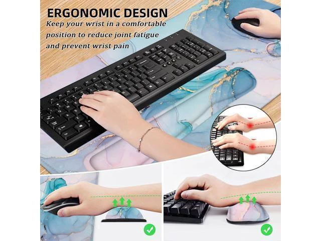 Alt view image 3 of 7 - WRIARICH Desk Mat Mouse Pad with Wrist Rest 4-in-1 Large Mouse Pads for Desk Ergonomic Mouse Pad and Keyboard Wrist Rest Gaming Keyboard Mat for Office Home