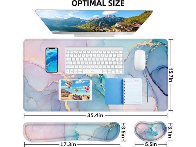 Alt view image 6 of 7 - WRIARICH Desk Mat Mouse Pad with Wrist Rest 4-in-1 Large Mouse Pads for Desk Ergonomic Mouse Pad and Keyboard Wrist Rest Gaming Keyboard Mat for Office Home