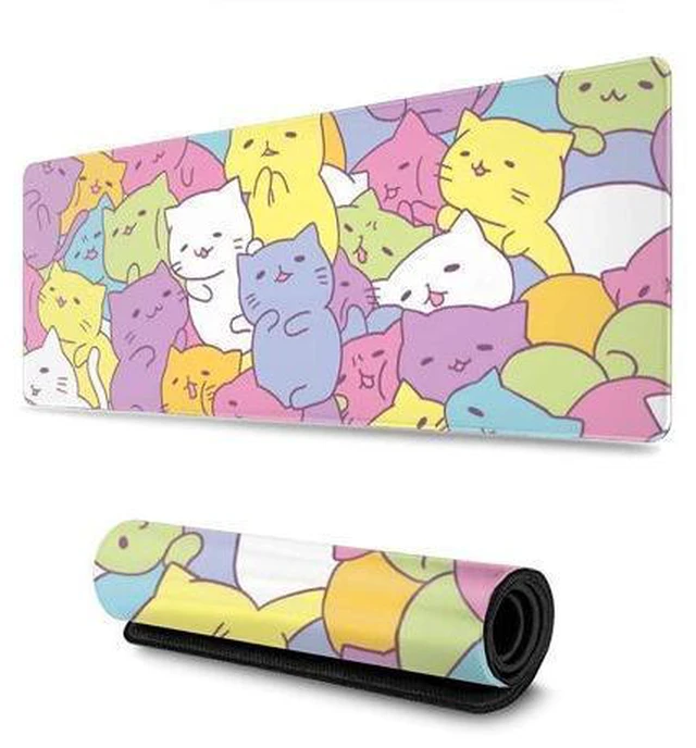 Main image of WRIARICH Kawaii Cats Gaming Mouse Pad XL Extended Large Mouse Mat Desk Pad Stitched Edges Mousepad Long Non-Slip Rubber Base Mice Pad 31.5 X 11.8 Inch