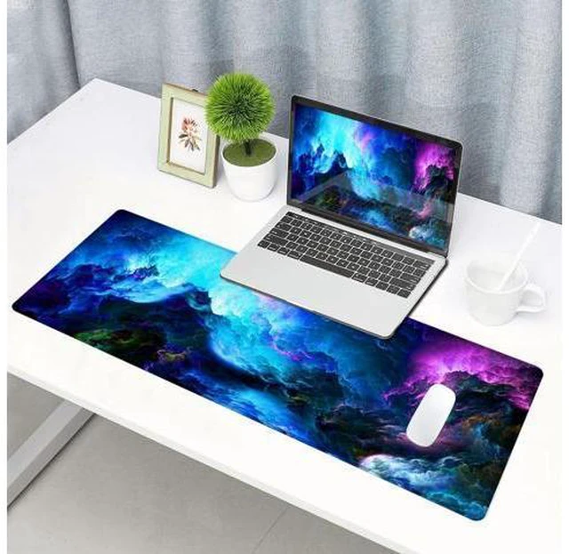 Alt view image 6 of 6 - WRIARICH Gaming Mouse Pad Large Non-Slip Rubber Base Mousepad Keyboard Mouse Mat Desk Pad with Stitched Edges 31.5x11.8inch Dazzling Galaxy