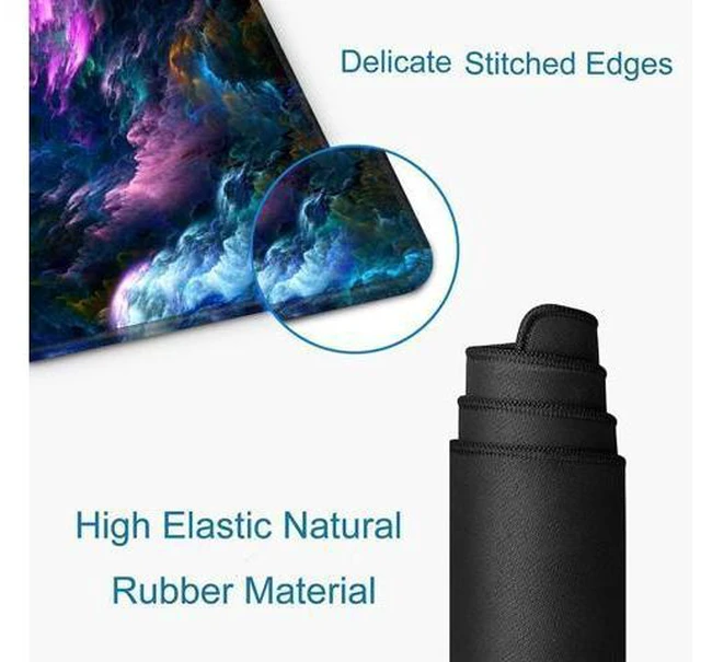 Alt view image 5 of 6 - WRIARICH Gaming Mouse Pad Large Non-Slip Rubber Base Mousepad Keyboard Mouse Mat Desk Pad with Stitched Edges 31.5x11.8inch Dazzling Galaxy