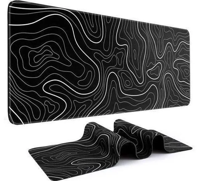 Main image of WRIARICH Mouse Pad Gaming Mousepad 31.5 x 11.8in Large Mouse Pad for Keyboard and Mouse with Anti-Slip Rubber Base Keyboard Pad XL Mouse Mat for Home and OfficeBlack with White Topographic Line