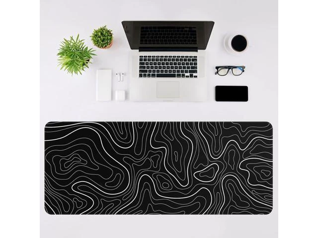 Alt view image 3 of 7 - WRIARICH Mouse Pad Gaming Mousepad 31.5 x 11.8in Large Mouse Pad for Keyboard and Mouse with Anti-Slip Rubber Base Keyboard Pad XL Mouse Mat for Home and OfficeBlack with White Topographic Line