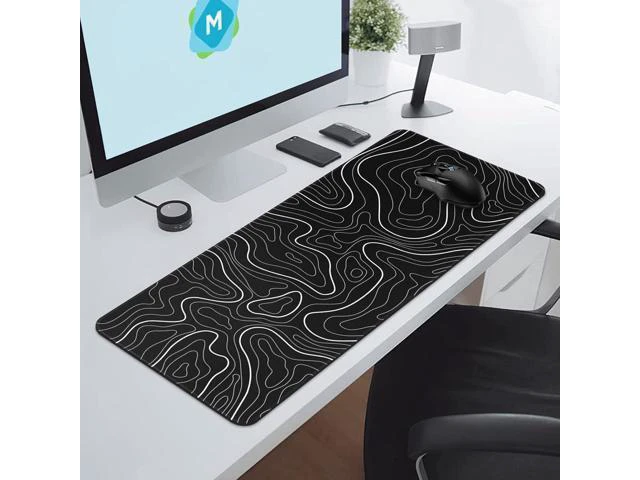 Alt view image 4 of 7 - WRIARICH Mouse Pad Gaming Mousepad 31.5 x 11.8in Large Mouse Pad for Keyboard and Mouse with Anti-Slip Rubber Base Keyboard Pad XL Mouse Mat for Home and OfficeBlack with White Topographic Line