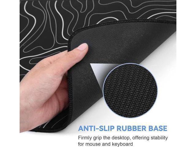 Alt view image 5 of 7 - WRIARICH Mouse Pad Gaming Mousepad 31.5 x 11.8in Large Mouse Pad for Keyboard and Mouse with Anti-Slip Rubber Base Keyboard Pad XL Mouse Mat for Home and OfficeBlack with White Topographic Line