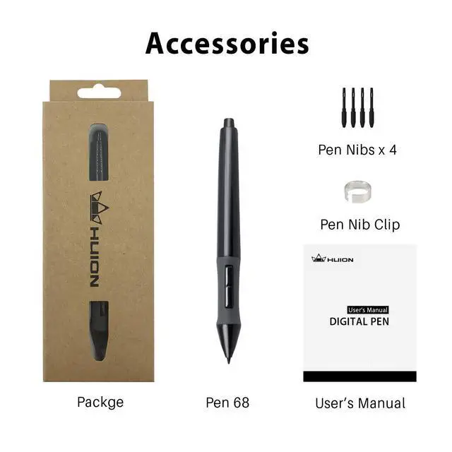 Alt view image 5 of 7 - WRIARICH Battery Pen P68 Digital Pen Stylus for Graphics Drawing Tablet 420, H420, K56, H58L, 680S, GAOMON S56K