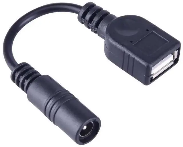 Main image of WRIARICH 15cm Black DC 5.5×2.1mm Female to USB A Female Dual Power Adapter Cable for Laptop Power Supply