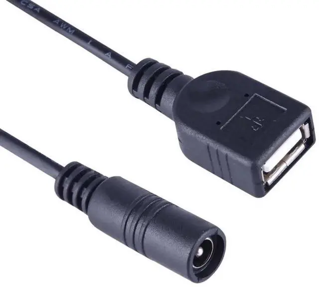 Alt view image 2 of 4 - WRIARICH 15cm Black DC 5.5×2.1mm Female to USB A Female Dual Power Adapter Cable for Laptop Power Supply