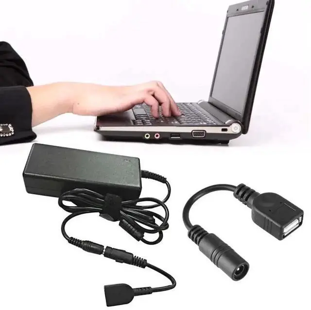 Alt view image 4 of 4 - WRIARICH 15cm Black DC 5.5×2.1mm Female to USB A Female Dual Power Adapter Cable for Laptop Power Supply