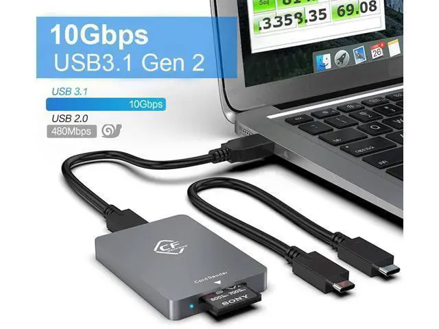 Alt view image 3 of 7 - WRIARICH CFexpress Type A Card Reader, 10Gbps Type A CFexpress Card Reader Adapter USB C to USB C/USB A Memory Card Reader with USB3.1 Gen2 Transfer Speed, Compatible with Windows/Mac/Linux/Android
