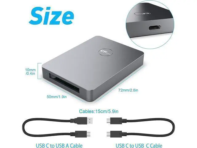 Alt view image 6 of 7 - WRIARICH CFexpress Type A Card Reader, 10Gbps Type A CFexpress Card Reader Adapter USB C to USB C/USB A Memory Card Reader with USB3.1 Gen2 Transfer Speed, Compatible with Windows/Mac/Linux/Android