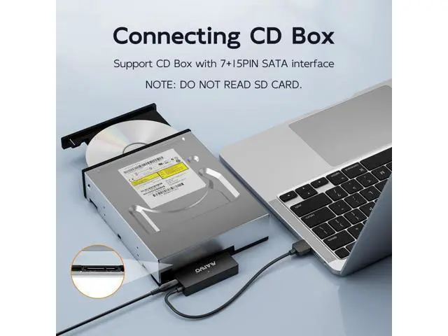 Alt view image 3 of 7 - WRIARICH External Hard Drive Enclosure for 3.5 2.5 Inch SATA SSD HDD, 6Gbps USB 3.0 to SATA Drive Adapter Case Cable, with SD Card Storage + CD Box Reader, 24TB Capacity