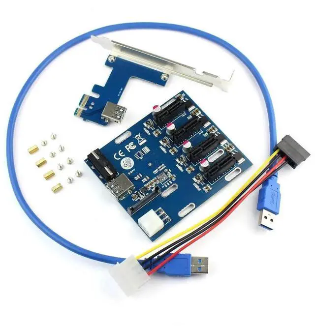 Main image of WRIARICH PCIe x1 to 4 PCIe x1 Slots Riser Card, Mini ITX External 4-Port PCIe Port Multiplier Adapter