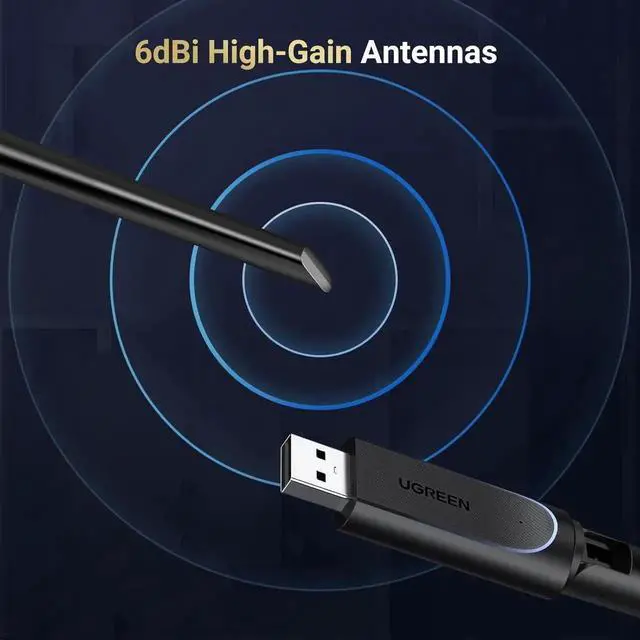 Alt view image 4 of 7 - WRIARICH AX900 USB WiFi 6 Adapter for Desktop PC, Dual Band 2.4G+5G Wireless Dongle with 6dBi High Gain Antenna, Built-in Driver for Windows 11/10