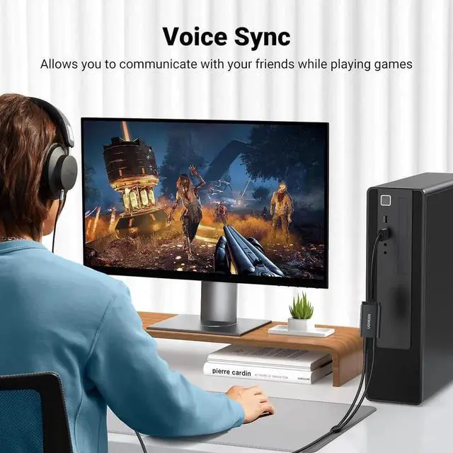 Alt view image 7 of 7 - WRIARICH USB External Sound Card Adapter USB to Dual 3.5mm TRS Headphone Mic Aux Audio Converter