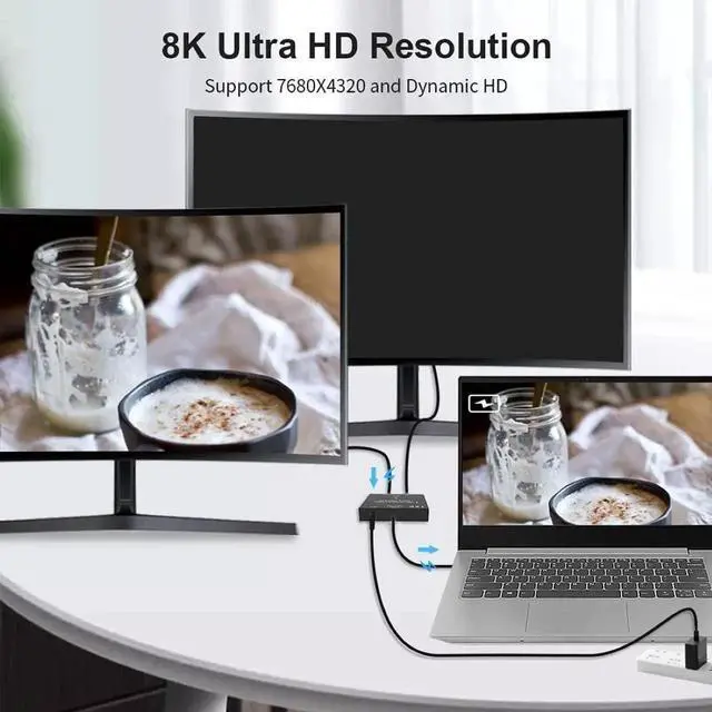 Alt view image 7 of 7 - WRIARICH Bi-Directional USB-C MST Switch Hub, 8K@30Hz Video, 100W PD Charging, 10Gbps Data, 1-In-2-Out
