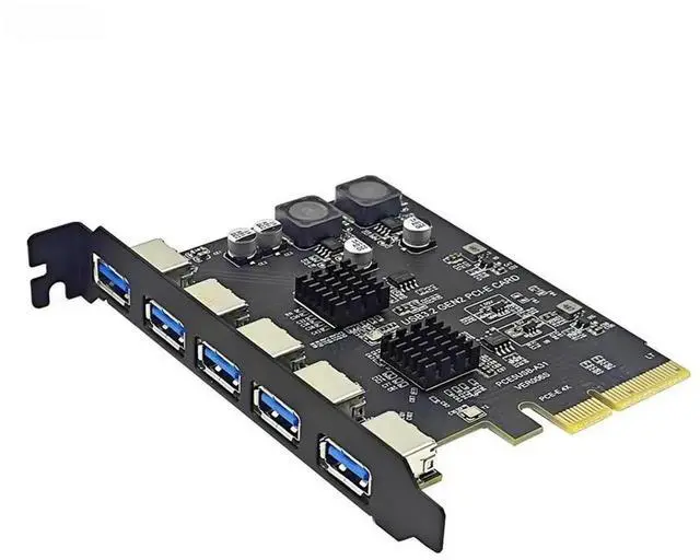 Main image of WRIARICH 5-Port PCIe USB 3.2 Gen 2 Expansion Card, PCI-E X4 to USB 3.1 Gen2 10Gbps Adapter, 3×USB-C & 2×USB-A Hub Controller for Desktop PC