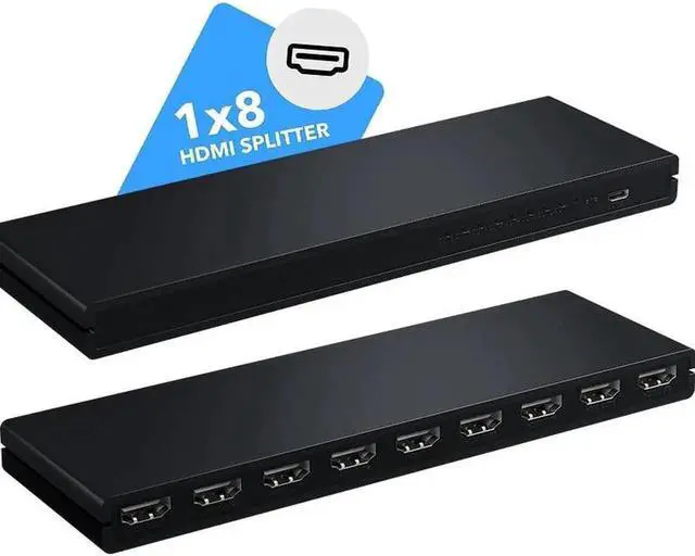 Alt view image 4 of 6 - WRIARICH 1 in 8 Out HDMI Splitter, 1x8 HDMI Audio Video Distributor Box Supports 4K@30Hz 3D Full HD for HDTV Projector STB DVD PS3, with USB Power Cable