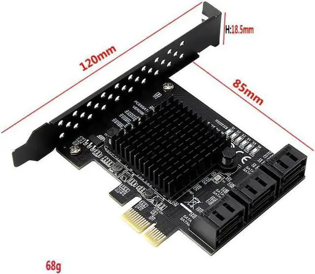 Alt view image 5 of 5 - WRIARICH 6-Port SATA 3.0 PCIe Expansion Card with Marvell 88SE9215 Chip, PCI Express SATA III Controller Adapter for Desktop HDD SSD, Comes with SATA Data Cables