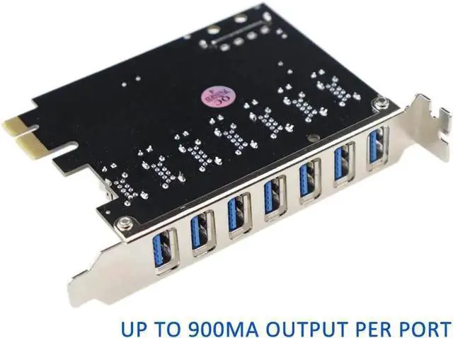 Alt view image 2 of 3 - WRIARICH 7-Port PCIe USB 3.0 Expansion Card with Molex Power Connector, PCI Express USB3.0 Hub Supporting UASP, Compatible Windows XP/7/8/8.1/10