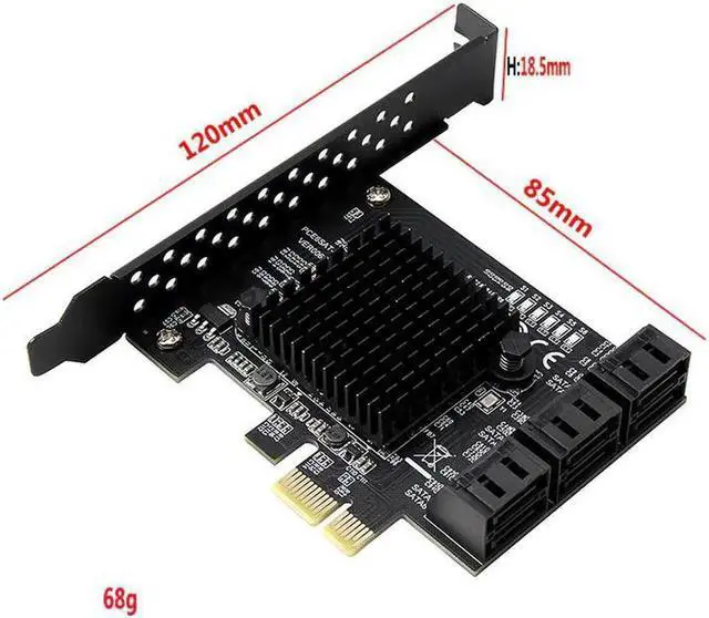 Alt view image 3 of 5 - WRIARICH 6 Ports PCIe SATA Expansion Card with Marvell 88SE9215 Chip, SATA 3.0 6Gbps PCI Express SATA 3 Converter Adapter, Comes with SATA Data Cables for SSD HDD NAS DVR Storage Expansion
