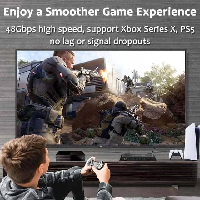 Alt view image 2 of 7 - WRIARICH Upgraded 4 in 1 Out HDMI 2.1 Auto Switch 8K@60Hz 4K@120Hz with Remote & US Power Adapter, 48Gbps Bandwidth HDMI Switcher Supports HDR10+, HDCP 2.3, Dolby Vision, Dolby Atmos, CEC Function