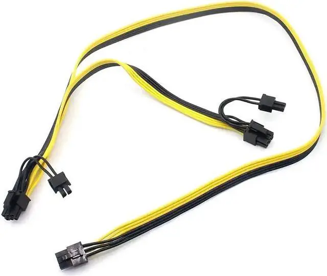 Alt view image 4 of 7 - WRIARICH 2 Pack PCIe 6Pin Male to Dual 8Pin (6+2) Male Splitter Power Cable, 18AWG Modular GPU Ribbon Extension Cord for Graphics Card & Mining Rig