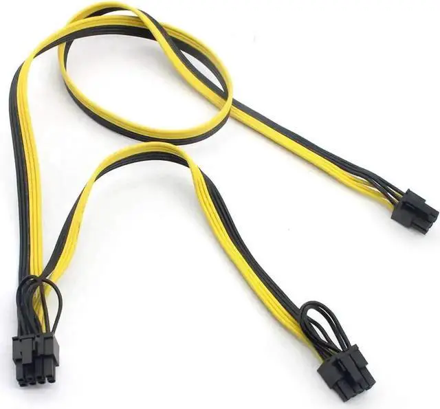 Alt view image 7 of 7 - WRIARICH 2 Pack PCIe 6Pin Male to Dual 8Pin (6+2) Male Splitter Power Cable, 18AWG Modular GPU Ribbon Extension Cord for Graphics Card & Mining Rig
