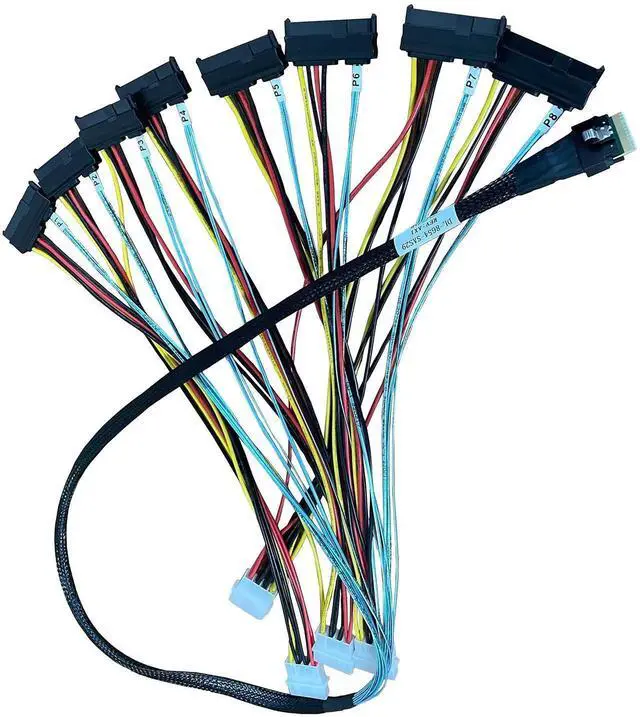 Main image of WRIARICH PCIe 5.0 MCIO 74Pin x8 to 8×29Pin Splitter Cable with 4 Molex Big 4-Pin Power, 100cm Server Storage Cable