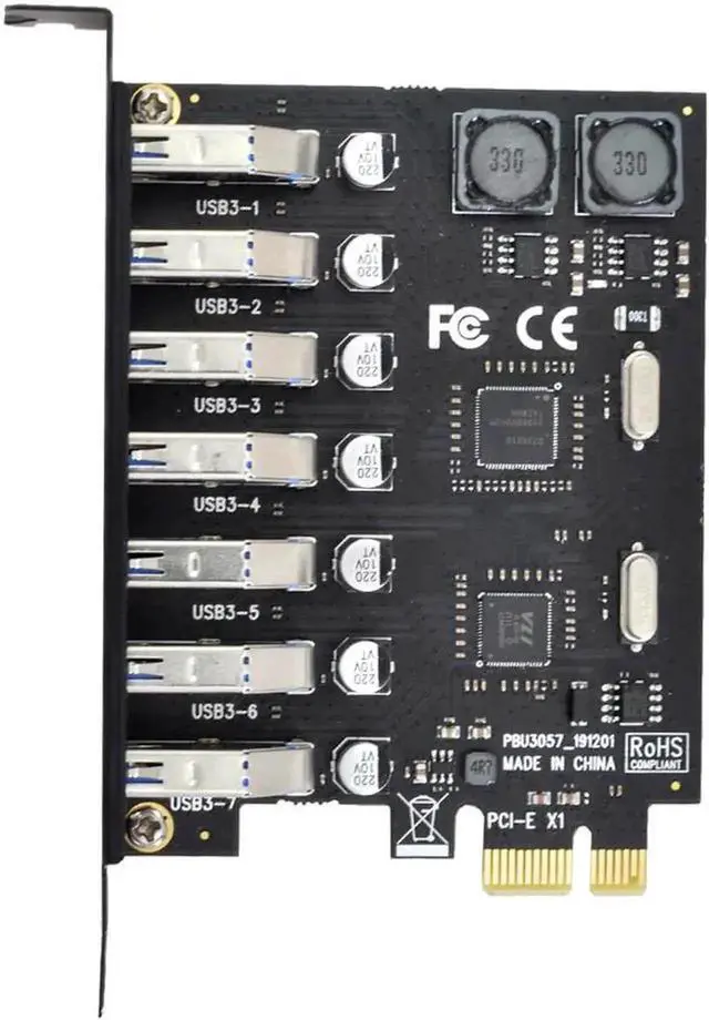 Alt view image 3 of 3 - WRIARICH 7-Port PCIe USB 3.0 Expansion Card, PCI Express 5Gbps USB Hub Adapter for Desktop Motherboard