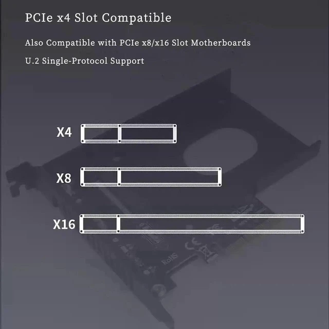 Alt view image 2 of 7 - WRIARICH PCIe 3.0 X4 to U.2 NVMe SSD Adapter Card with External Enclosure, 32Gbps High Speed Expansion Card, Fits PCIe X4/X8/X16 Desktop Slots