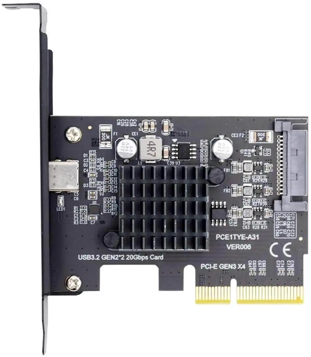 Alt view image 4 of 7 - WRIARICH PCI-E X4 USB 3.2 Gen2 Type-C Expansion Card 20Gbps USB-C Adapter For Desktop Motherboard
