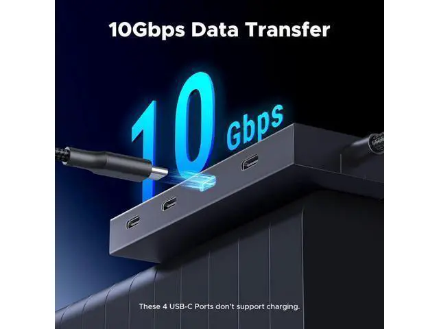Alt view image 3 of 7 - WRIARICH Powered 100W 10Gbps USB C Hub - 5 in 1 Adapter with 4 USB-C, 100W PD Ports for MacBook/Air, iPad Pro, iPhone, Surface, Laptops and More