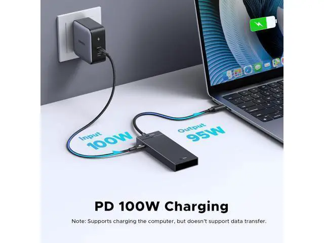 Alt view image 4 of 7 - WRIARICH Powered 100W 10Gbps USB C Hub - 5 in 1 Adapter with 4 USB-C, 100W PD Ports for MacBook/Air, iPad Pro, iPhone, Surface, Laptops and More