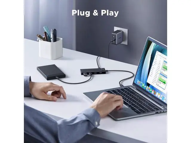 Alt view image 6 of 7 - WRIARICH Powered 100W 10Gbps USB C Hub - 5 in 1 Adapter with 4 USB-C, 100W PD Ports for MacBook/Air, iPad Pro, iPhone, Surface, Laptops and More