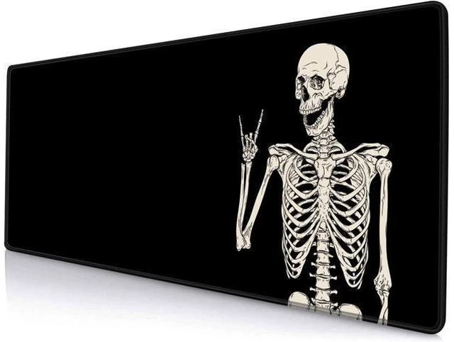 Main image of WRIARICH Gaming Mouse Pad Large Mouse Pads for Desk Non-Slip Rubber Base Mousepad Keyboard Mouse Mat Desk Pad with Stitched Edges 31.5x11.8 inch Black Human Skeleton