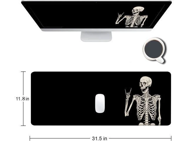 Alt view image 2 of 7 - WRIARICH Gaming Mouse Pad Large Mouse Pads for Desk Non-Slip Rubber Base Mousepad Keyboard Mouse Mat Desk Pad with Stitched Edges 31.5x11.8 inch Black Human Skeleton