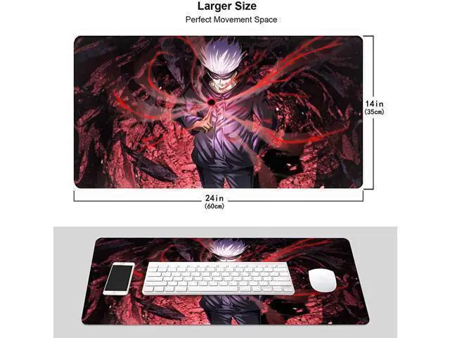 Alt view image 3 of 7 - WRIARICH Large Mouse Pad, Extended Gaming Mousepad Non-Slip Base Keyboard Pad,Desk Mat 24" x 14" in, Anime Mouse Pad (Japanese Anime Jujutsu Kaisen Satoru Gojo)