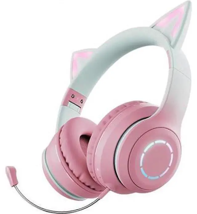 Main image of WRIARICH Cat Ear RGB Headphones: Bluetooth 5.3, 40mm Bass, Foldable, Mic & TF Playback, Gift for Girls/Kids