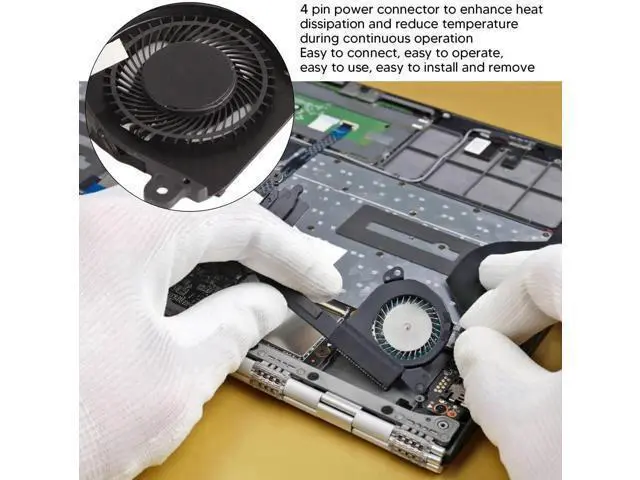 Alt view image 5 of 5 - WRIARICH CPU & GPU Cooling Fan Assembly, Small Portable Laptop CPU Cooling Fan 4 Pin Power Connector for de 11 XPS 13 9370 9380 0980WH 980WH ND55C19 16M01