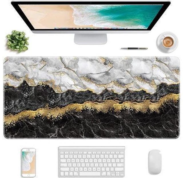 Main image of Atufsuat Extended Gaming Mouse Pad, XL Large Mouse Mat 30 x 14 Inch, Big Computer Keyboard Mousepad, Waterproof Desk Pad with Stitched Edges and Non-Slip Base for Office Gaming, Black Cracked Marble