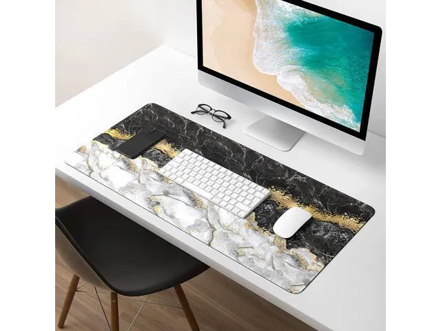Alt view image 7 of 7 - Atufsuat Extended Gaming Mouse Pad, XL Large Mouse Mat 30 x 14 Inch, Big Computer Keyboard Mousepad, Waterproof Desk Pad with Stitched Edges and Non-Slip Base for Office Gaming, Black Cracked Marble