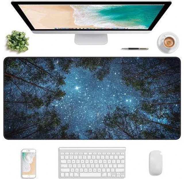 Main image of Atufsuat Extended Gaming Mouse Pad, XL Large Mouse Mat 30 x 14 Inch, Big Computer Keyboard Mousepad, Waterproof Desk Pad with Stitched Edges and Non-Slip Base for Women Office Gaming, Galaxy Tree