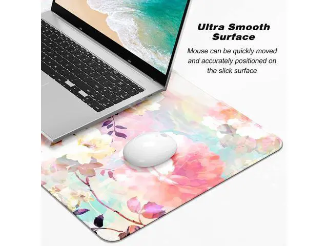 Alt view image 3 of 7 - WRIARICH Extended Gaming Mouse Pad XXL Large Desk Pad 30 x 14 Inch Big Computer Keyboard Mousepad Waterproof Mouse Mat with Stitched Edges and Non-Slip Base for Women Office Gaming Flower